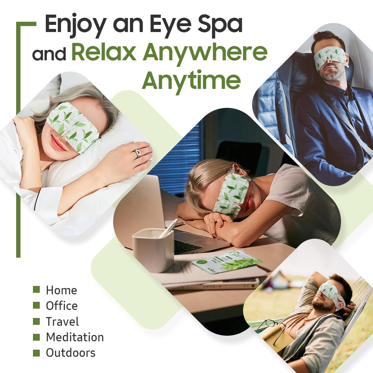 Steam Eye Mask, 20 Packs Heated Eye Mask, Self Heating Disposable SPA Warm Compress for Eyes (Lavender & Green Tea)