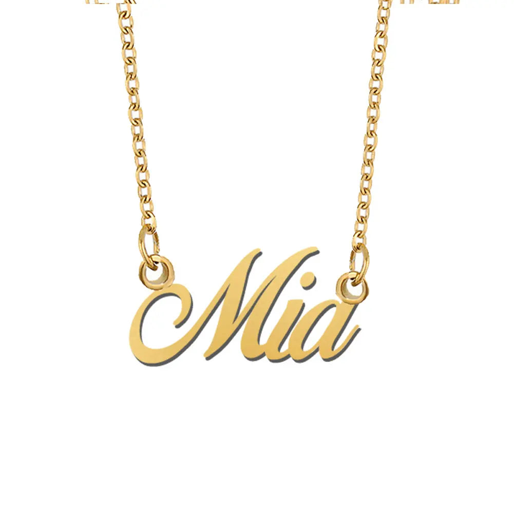 Mia Name Necklace Stainless Steel for Women Jewelry Nameplate Pendant Femme Mothers Girlfriend Gift (Not Customize)