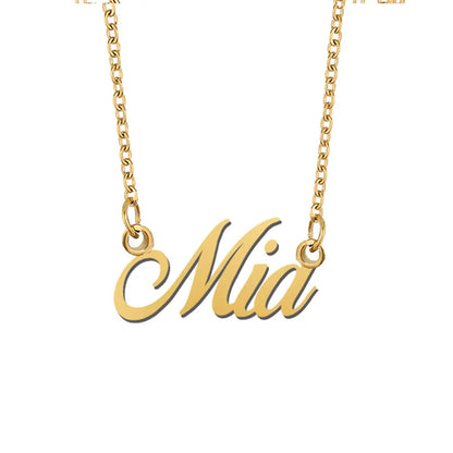 Mia Name Necklace Stainless Steel for Women Jewelry Nameplate Pendant Femme Mothers Girlfriend Gift (Not Customize)