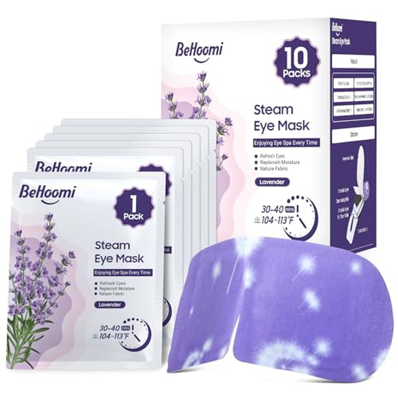 Steam Eye Mask, 20 Packs Heated Eye Mask, Self Heating Disposable SPA Warm Compress for Eyes (Lavender & Green Tea)