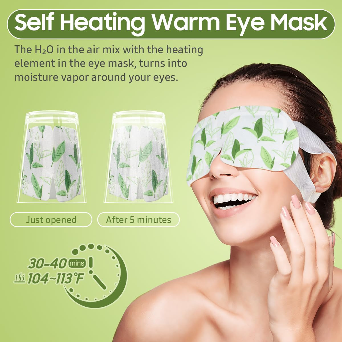 Steam Eye Mask, 20 Packs Heated Eye Mask, Self Heating Disposable SPA Warm Compress for Eyes (Lavender & Green Tea)
